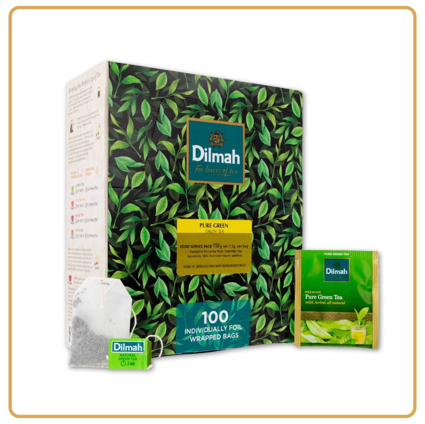 Pure Ceylon Green Tea - 100 Enveloped Tea Bags